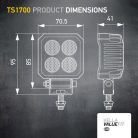 HELLA 1GA 357 110-002 LED-es munkalámpa - Valuefit TS1700 - 12/24V - szögletes - 1700lm, kábel: 800mm - csatlakozó: nyitott kábelvégek