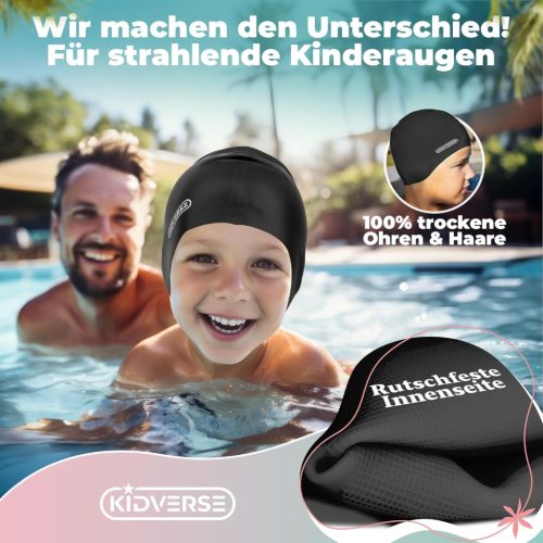 KIDVERSE úszósapka gyerekeknek-fekete(S-es)-Gyári csomagolás nélkül