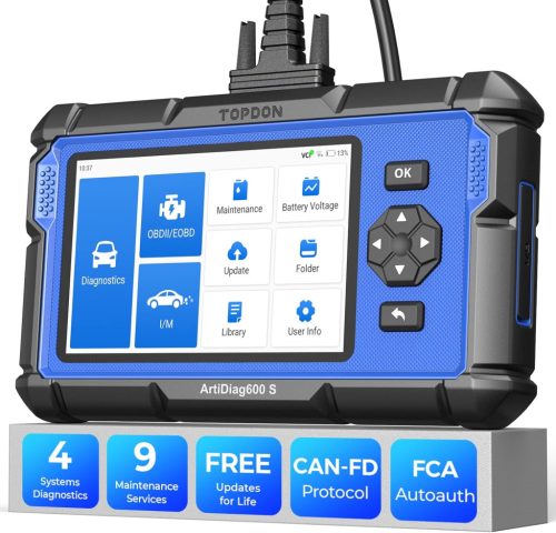 TOPDON Továbbfejlesztett AD600S OBD2 Szkenner, Diagnosztikai Eszköz, ABS SRS Váltó Motorkód Olvasó, 9 Visszaállítási Szolgáltatás, Olaj/Fék/BMS/SAS/DPF/TPMS/ETS Visszaállítás, Befecskendező Kódolás, Élettartam Ingyenes Frissítés