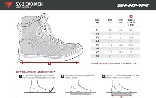 SHIMA SX-2 EVO férfi motoros cipő – légáteresztő, erősített bőrből készült, bokavédővel, csúszásmentes talppal és váltóvédővel (Kék, 42-es méret)
