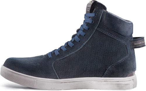 SHIMA SX-2 EVO férfi motoros cipő – légáteresztő, erősített bőrből készült, bokavédővel, csúszásmentes talppal és váltóvédővel (Kék, 42-es méret)