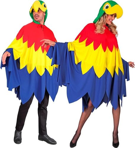 WIDMANN MILANO Party Fashion - Papagáj Poncsó Kapucnis Madár Jelmez( Egy méret)