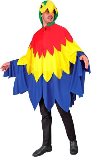 WIDMANN MILANO Party Fashion - Papagáj Poncsó Kapucnis Madár Jelmez( Egy méret)