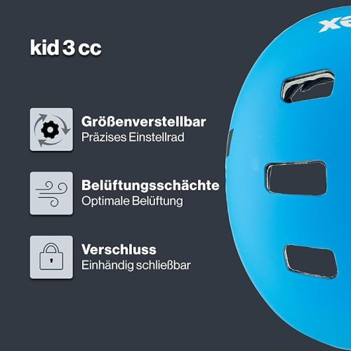 Uvex Kid 3 CC – Masszív, állítható gyerek kerékpáros sisak (55–58 cm, matt kék-fehér)