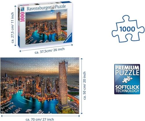 Ravensburger Puzzle 88904 – Dubai Marina, 1000 darabos kirakós, 14 éves kortól
