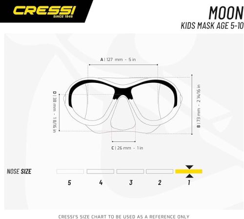 Cressi Moon Kid gyerek búvármaszk (5–10 éveseknek), szilikon, hipoallergén, karcálló, állítható