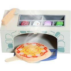   Bayer Chic 2000 fa pizzás játék – pizza sütő kemencével, feltétekkel és kiegészítőkkel, 3 éves kortól