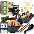 PandaBaw® 2 darabos Ramen Kerámiatál Készlet – Prémium Japán Stílusú Levestálak + Receptek, Gyári csomagolás, hiányos (1 kanál)
