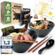 PandaBaw® 2 darabos Ramen Kerámiatál Készlet – Prémium Japán Stílusú Levestálak + Receptek, Gyári csomagolás, hiányos (1 kanál)