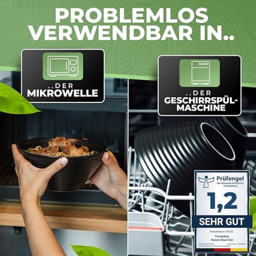 PandaBaw® 2 darabos Ramen Kerámiatál Készlet – Prémium Japán Stílusú Levestálak + Receptek, Gyári csomagolás, hiányos (1 kanál)