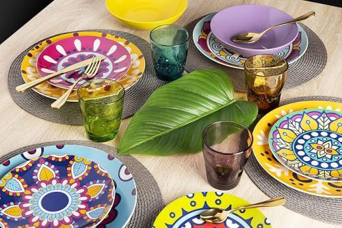 Excelsa Color Wave 6 darabos Pohárkészlet – Színes, Üveg – Szürke, Sárga, Világoskék, Zöld, Glitter, Kék