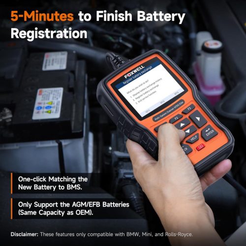 Foxwell Obdspace NT510 teljes rendszerű diagnosztikai eszköz BMW, Mini és Rolls-Royce járművekhez CBS visszaállítással, olajcsere visszaállítással, EPB, DPF és fojtószelep-beállító funkciókkal