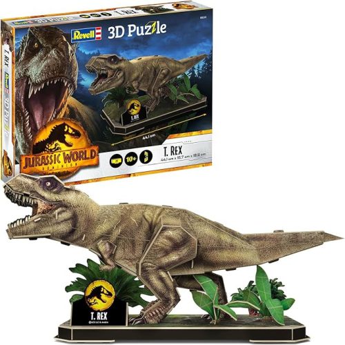 Revell Jurassic World Dominion – 3D T-Rex puzzle dioráma készlet, 54 darab, dinoszaurusz játék gyerekeknek és gyűjtőknek (10+), csomagolássérült