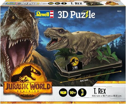 Revell Jurassic World Dominion – 3D T-Rex puzzle dioráma készlet, 54 darab, dinoszaurusz játék gyerekeknek és gyűjtőknek (10+), csomagolássérült