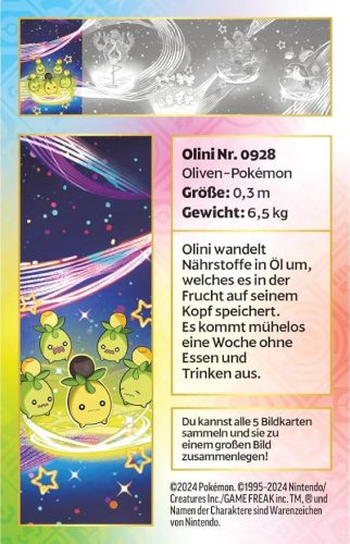 Pokémon Karmesin & Purpur Mini‑Tin Doboz – Paldeas Schicksale: Olini (2 booster, matrica és képkártya)