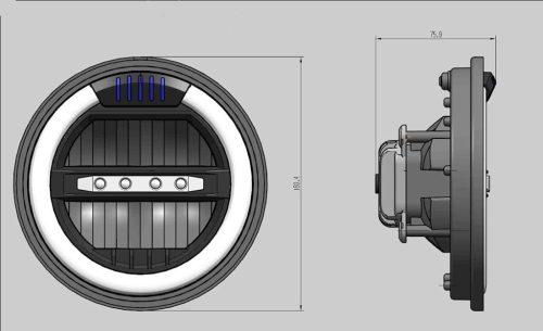  PUIG 1944N LED  motor fényszóró 6.5"  Maszk fénnyel fekete