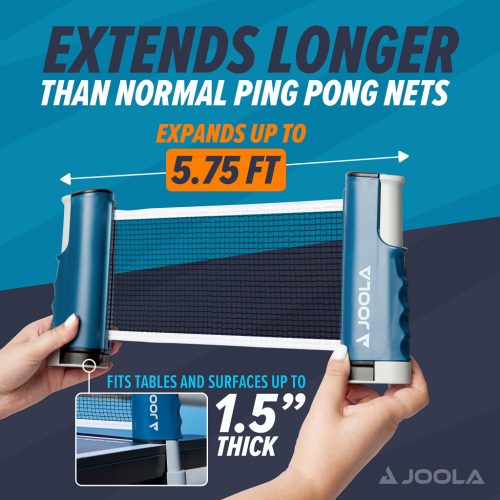 JOOLA behúzható asztalitenisz háló – hordozható pingpong háló minden asztalra (max. 5 cm vastagságig), opcionális ütő- és labdakészlettel