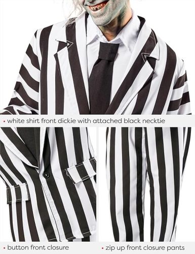 Rubie’s Beetlejuice Deluxe férfi jelmez – fekete/fehér csíkos, XL méret