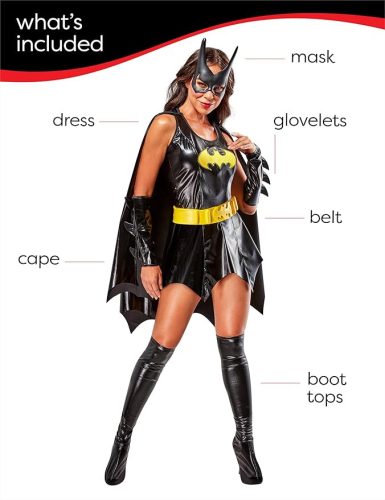 Rubie's 3 888440 Női Batgirl Jelmez (Ruha Köpennyel, Karmelegítők, Vinyl Maszk, Vinyl Öv, Csizmamelegítők), M-es méret