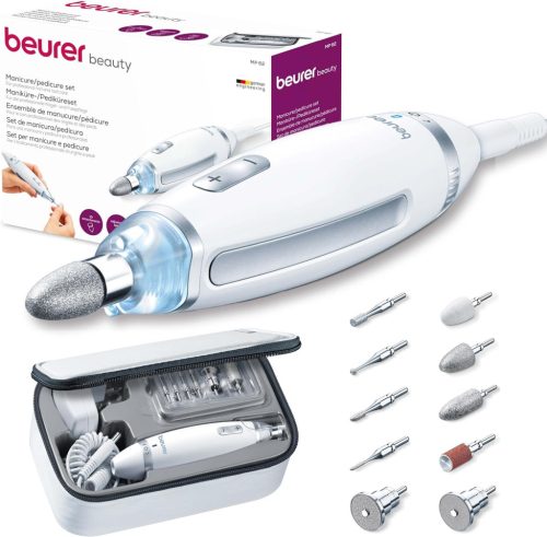 Beurer MP 62 elektromos manikűr/pedikűr készlet 10 heggyel, LED lámpával és tárolótáskával