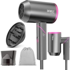   DEWILY összecsukható utazó ionos hajszárító – kompakt modell 3 hőfokozattal, diffúzorral és styling fúvókával