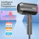 DEWILY összecsukható utazó ionos hajszárító – kompakt modell 3 hőfokozattal, diffúzorral és styling fúvókával