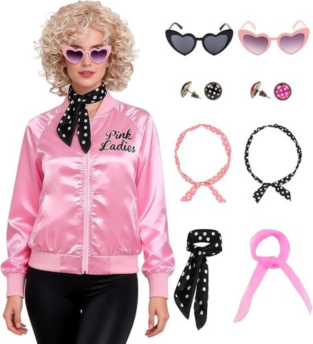Miulruma Pink Ladies  50-es évekbeli öltözék, női sikkes zakó, jelmezszett nőknek-L-es-méret