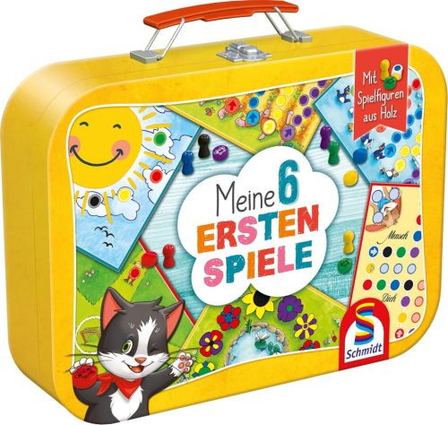 Schmidt Spiele 6 első játékom, 40591, Gyermek színes játékgyűjtemény fém tokban-Új-Német verzió