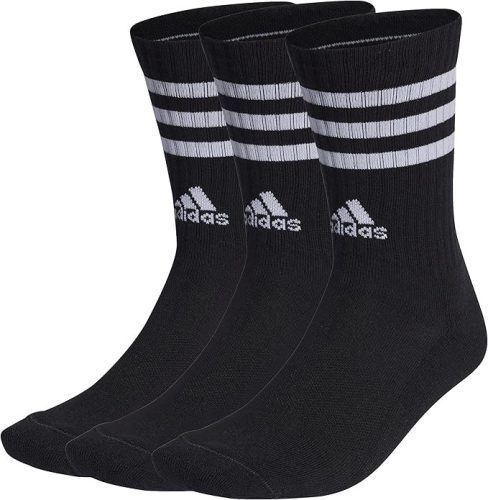 adidas 3-Stripes Párnázott Zokni Unisex – 3 pár, Fekete/Fehér, több méretben