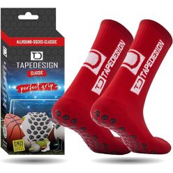   Tapedesign Superlight unisex csúszásgátló futballzokni – piros, 1 pár, 38-39 méret