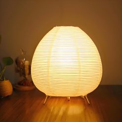   ACMHNC Japán Reispapír Asztali Lámpa E14 Foglalattal – Fehér, 23 cm