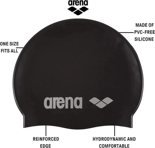 Arena Classic Silicone úszósapka – fekete / ezüst, unisex, egy méret,