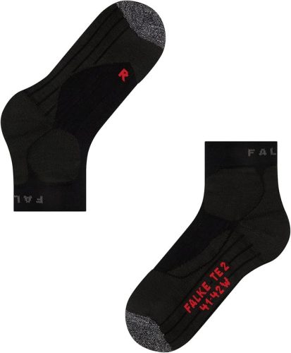 FALKE TE2 Short W női tenisz zokni – egy pár, fekete (Black 3000), méret 39–40 EU  méret