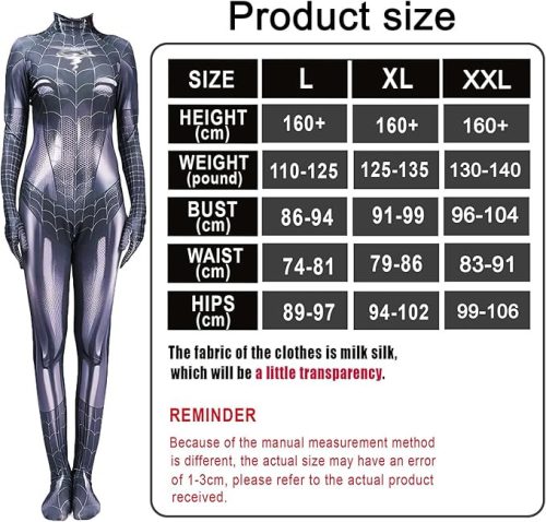Ragno női jelmez – Egyrészes bodysuit felnőtteknek(XL- méret)