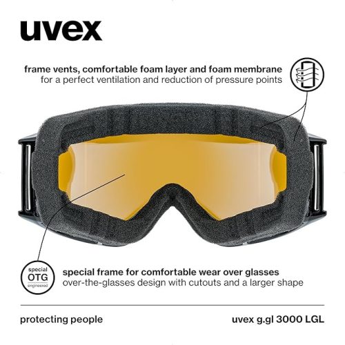 Uvex g.gl 3000 LGL unisex síszemüveg – fekete keret, Laser Gold Lite Blue lencse, univerzális méret