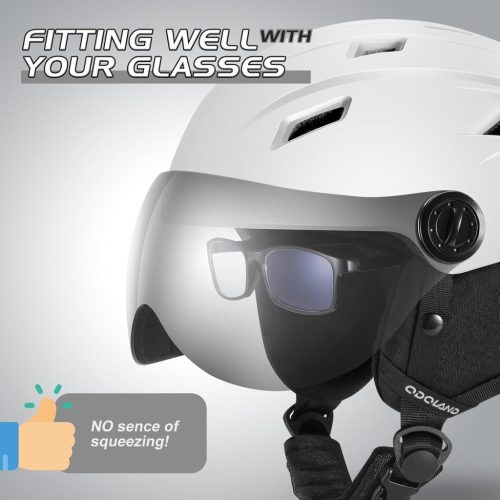 Odoland felnőtt sísisak napellenzővel, könnyű versenysisak , snowboard sisak,Fehér, S-es(52-55 cm) méret