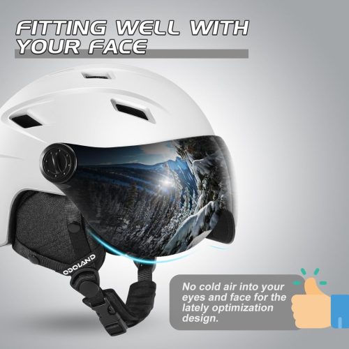 Odoland felnőtt sísisak napellenzővel, könnyű versenysisak , snowboard sisak,Fehér, S-es(52-55 cm) méret