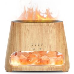   SALKING 2 az 1-ben Aroma Diffúzor és Himalája Sólámpa 150 ml – Lánghatású Párásító, Fa Hatású