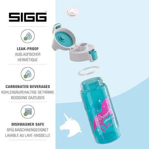 SIGG VIVA ONE Unicorn gyerek kulacs – szivárgásmentes fedéllel, egykezes nyitással, BPA-mentes, 0,5 liter
