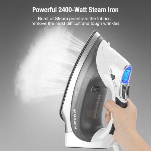  Beautural  gőzölős vasaló 2400 watt,  kerámia talp, 340 ml-es tartály, 9 gőzbeállítás, LCD kijelző