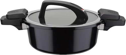 GSW Gourmet Nero energiatakarékos edény üvegfedővel 24 cm 4 l fekete