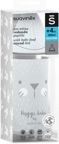 Suavinex Prémium kerek szilikon cumisüveg , 0% BPA, 360 ml, szürke