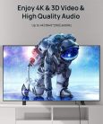 JSAUX 4K HDMI 2.0 Kábel 4K, 60Hz, Szürke, 4,5 m