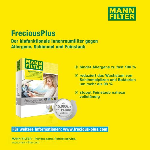 MANN-FILTER utastér levegő szűrő FP 2450 – FreciousPlus biofunkcionális pollenszűrő (audi)