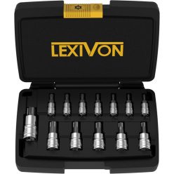   LEXIVON Torx bit foglalat készlet, prémium S2 ötvözött acél | 13 részes Star T8 – T60 készlet | (LX-143) 