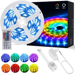   OUSFOT RGB LED szalag 5 méter, szabályozható 20 szín és 6 üzemmód távirányítóval 44 gombos LED szalag 12 V