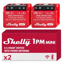   Shelly 1PM Mini Gen3 | WiFi és Bluetooth intelligens kapcsoló relé, 1 csatornás 8A teljesítményméréssel (2 db)