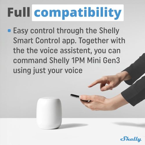 Shelly 1PM Mini Gen3 | WiFi és Bluetooth intelligens kapcsoló relé, 1 csatornás 8A teljesítményméréssel (2 db)