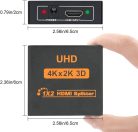 HDMI Splitter 1 in 2 Out 4K 3D 1080P HDMI Elosztó Adapter 1-2 Way Box Hub kábel 