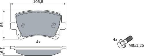 BOSCH 0 986 494 053 Fékbetét készlet( VW, Audi, Skoda ,Seat) (Hátsó tengely) 